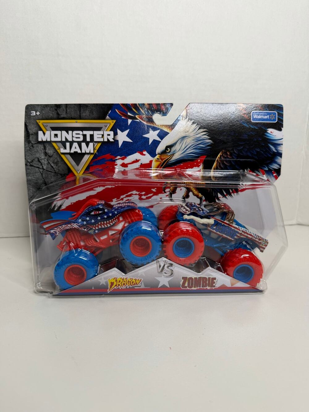 NEW Monster Jam Stars and Stripes Dragon Zombie Two Pack 1:64 Monster Truck